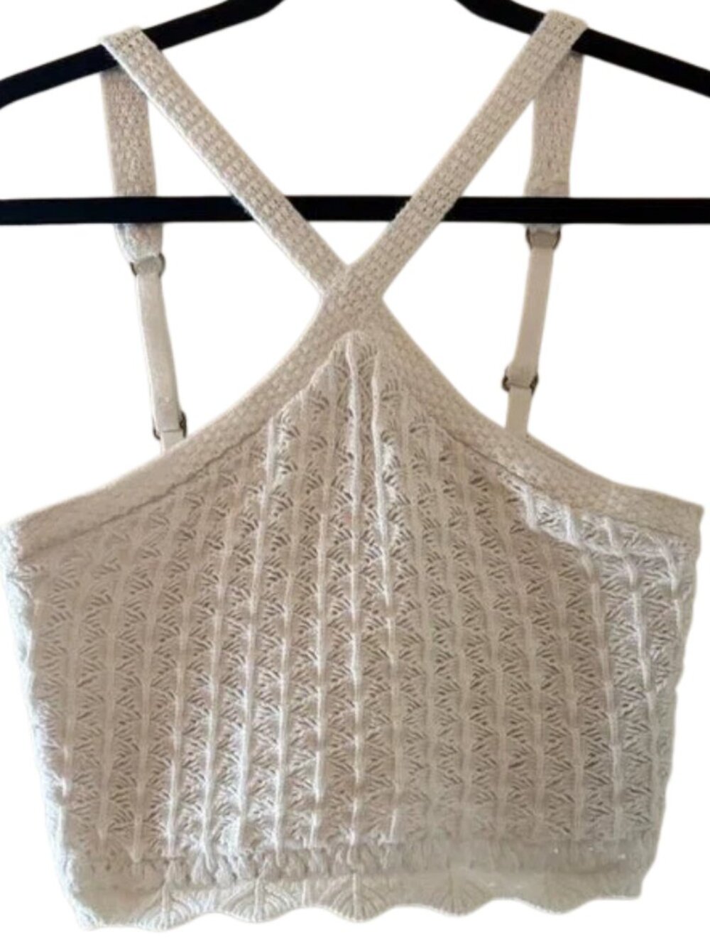 Hollisster White Crocheted Halter Crop Camisole - Women